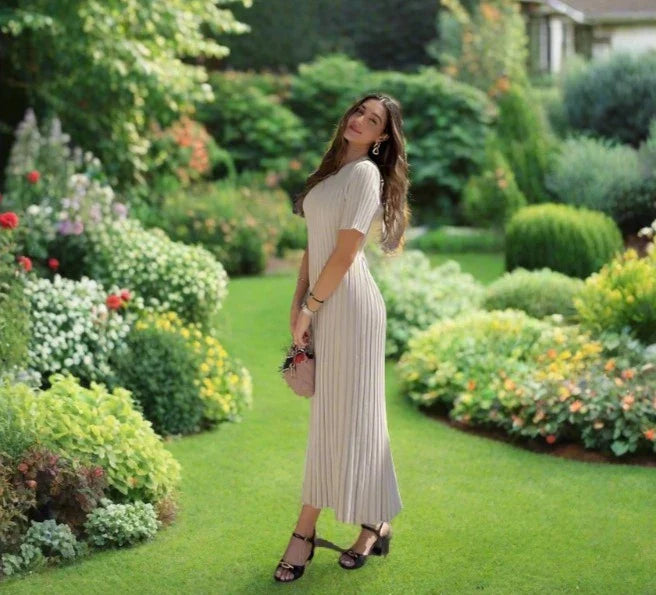 Ribbed Short Sleeve Maxi Dress