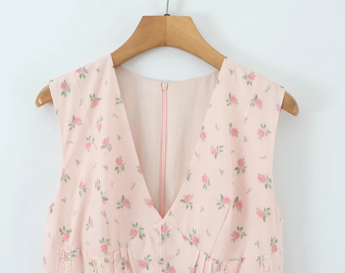 V Neck Mini Sleeveless Dress