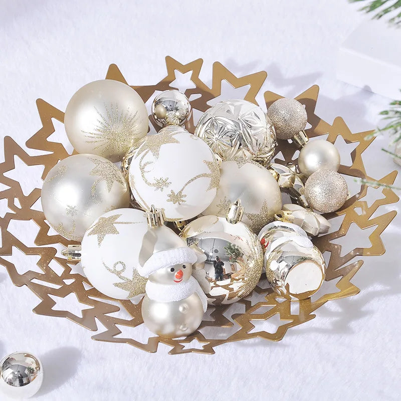 70Pcs/box Christmas Tree Ball Ornaments Snowflake Snowman Star Hanging Pendants Noel Navidad Home Decoration  New Year Gift