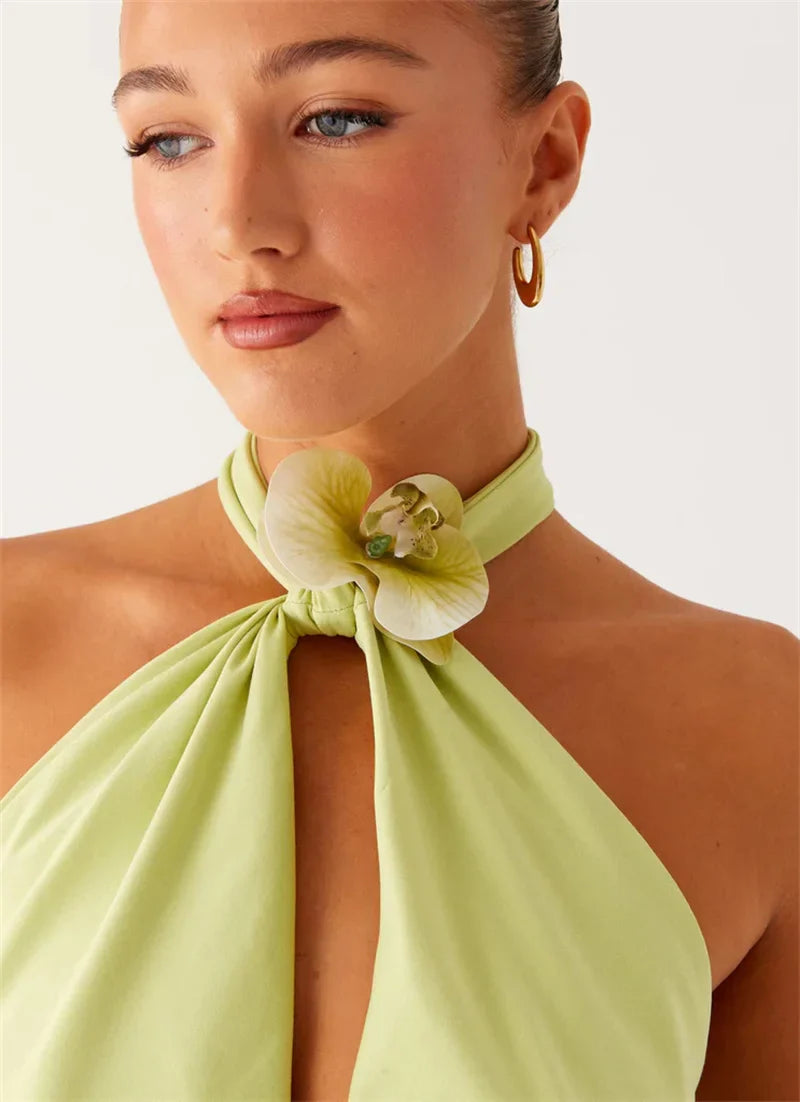 Orchid Halter Drape Neck Top