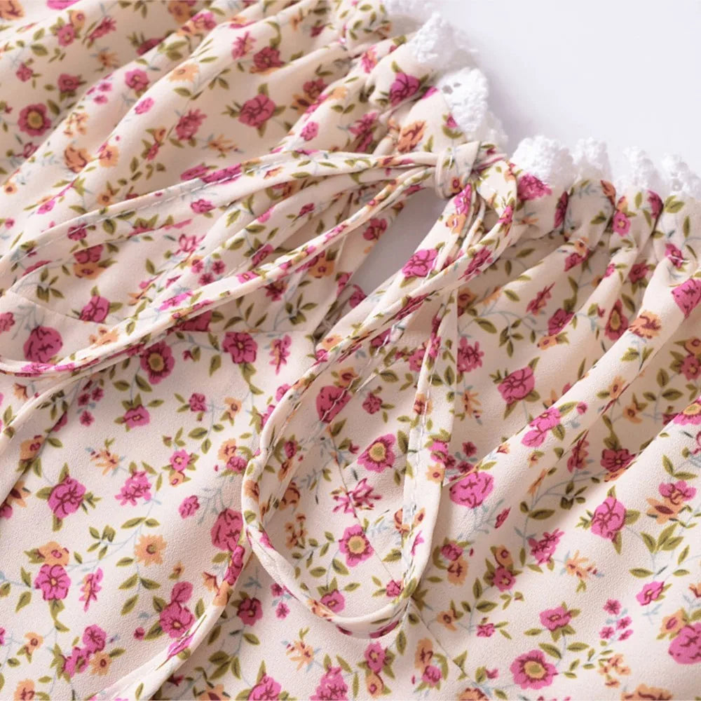 Flower Print Ruched Cami Mini Dress