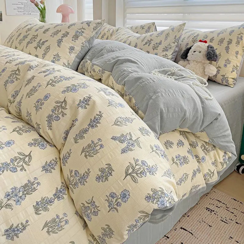 Pink Floral Duvet Cover Set Flowers Sheet Pillowcase Soft Cover No Filling Warm Bed Linen Twin Full Queen Size Home Bedding Set