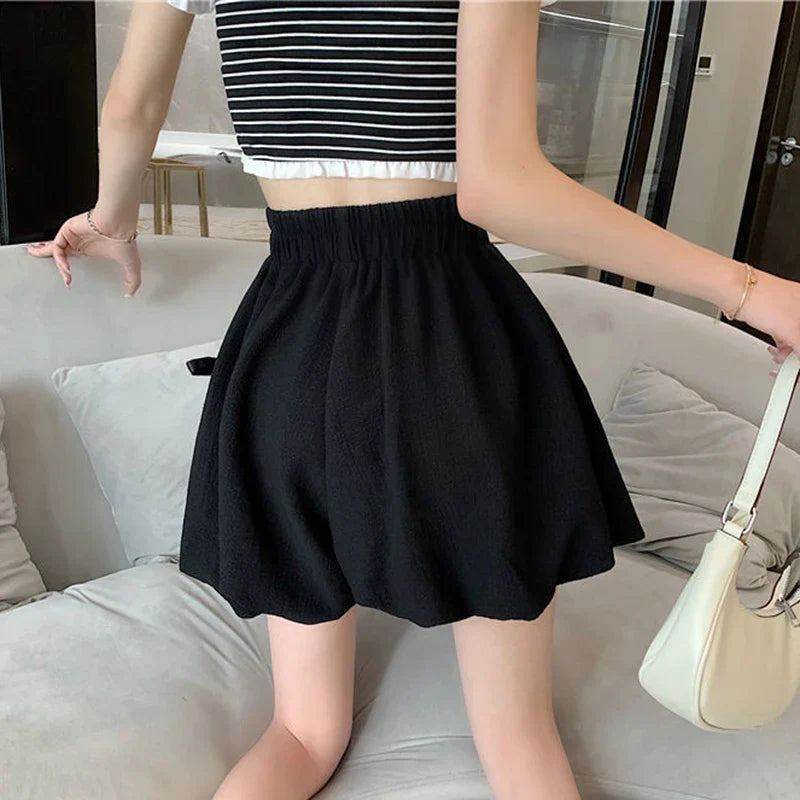 Bow Elastic Loose Bloomer Shorts