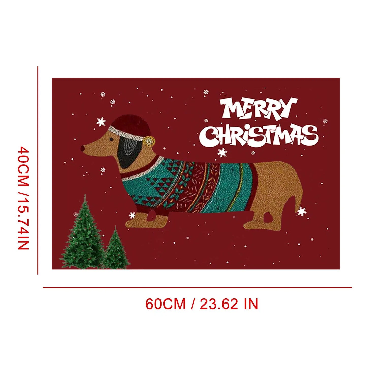 Cute Dachshund Doormats Christmas Doormat Natural Coir Fibers Vinyl Backing Winter Welcome Mat for Any Entrance Home Decor