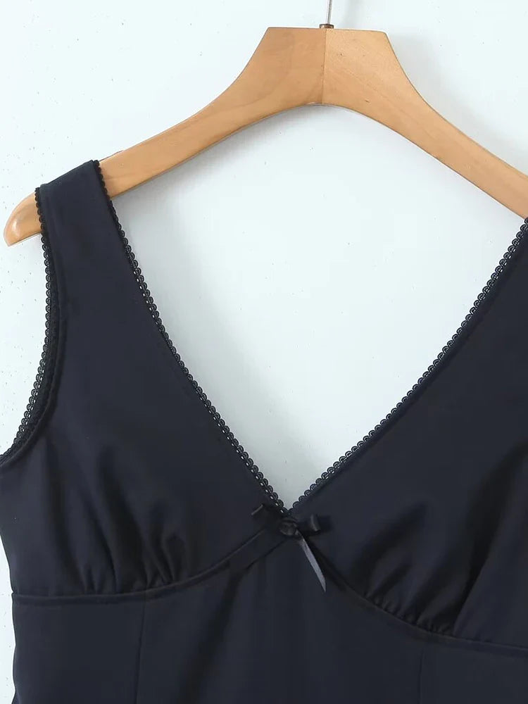 Navy Blue V-neck Mini Dress