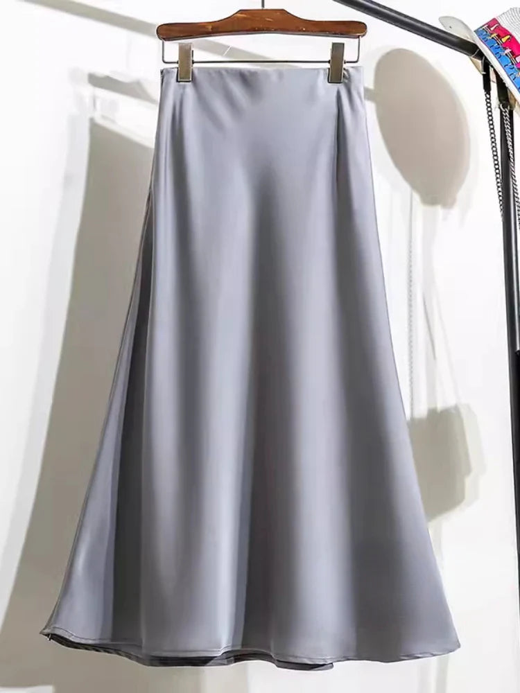 Satin Fishtail Midi Skirt