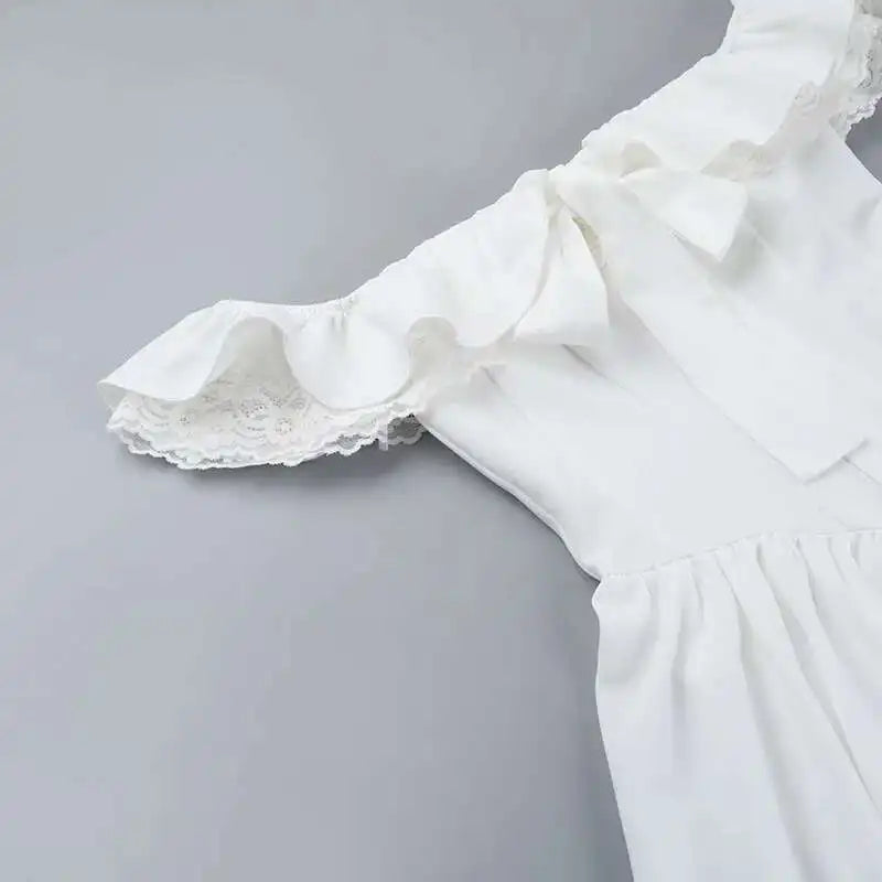 White Off Shoulder Bow Corset Mini Dress