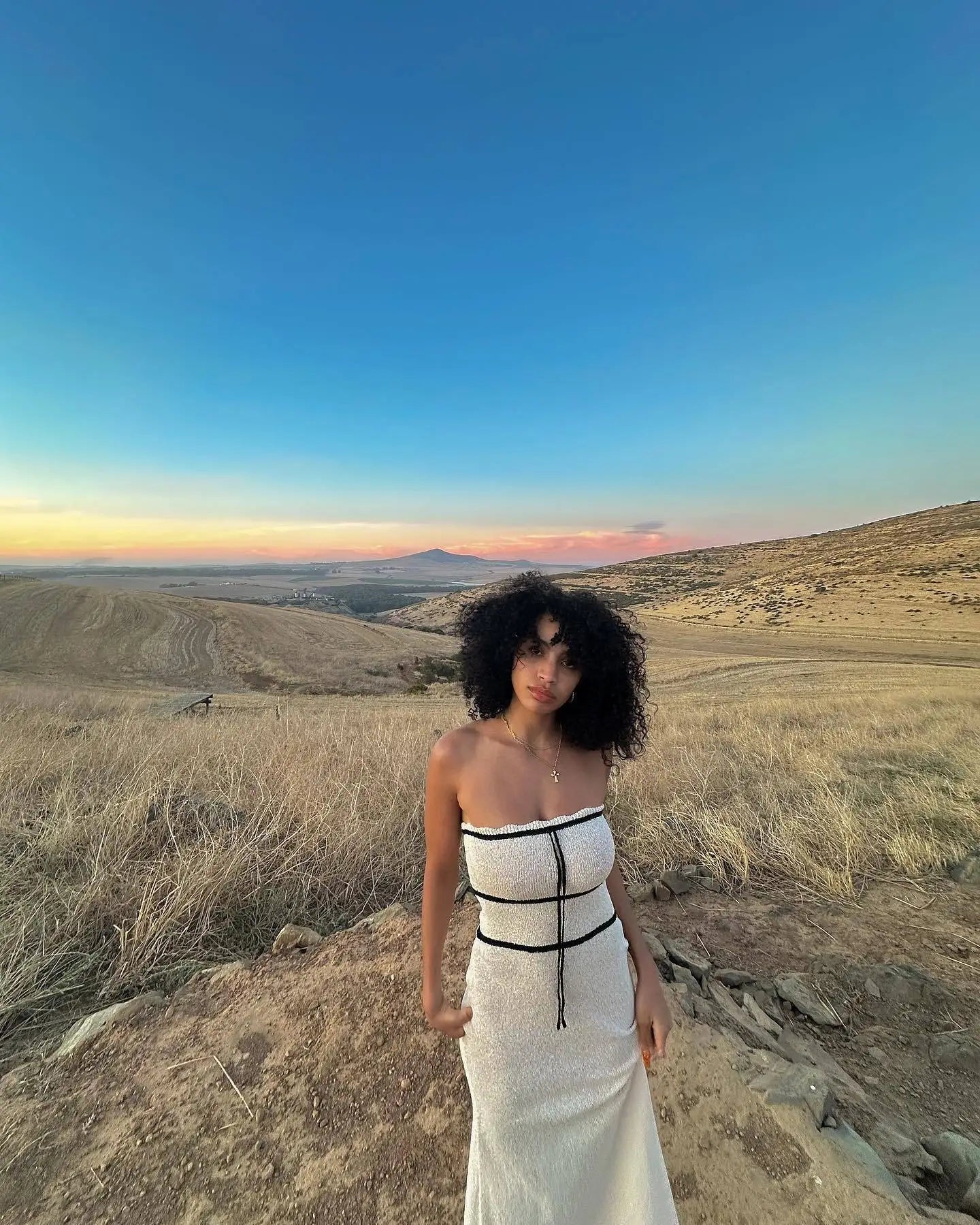 Knit Tube Black Stripe Tie-Up Midi Dress