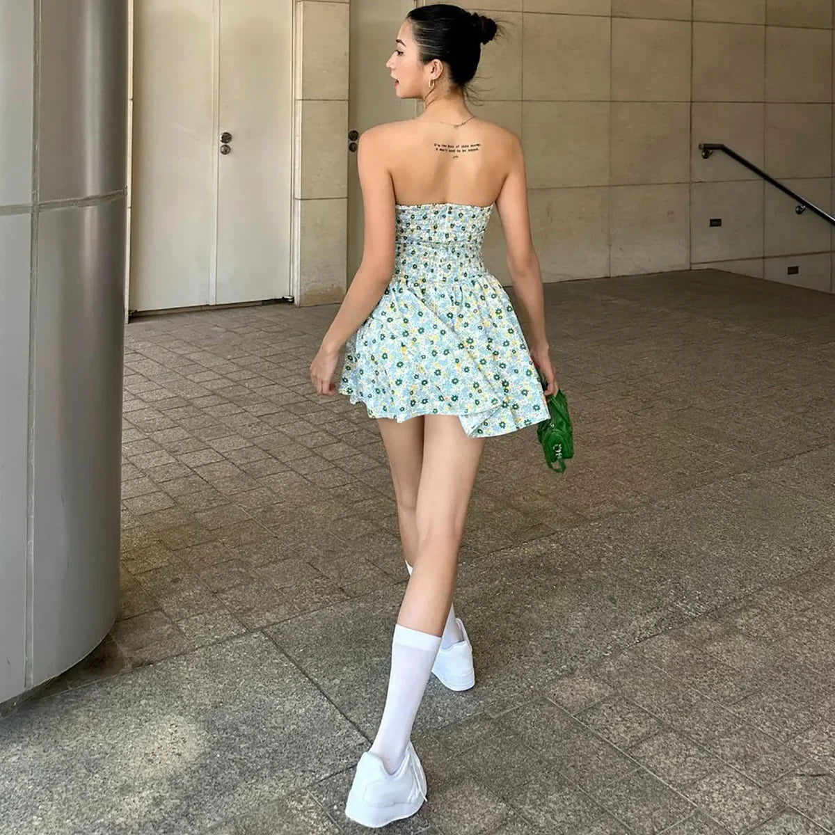 Floral Printed Tube Mini Dress