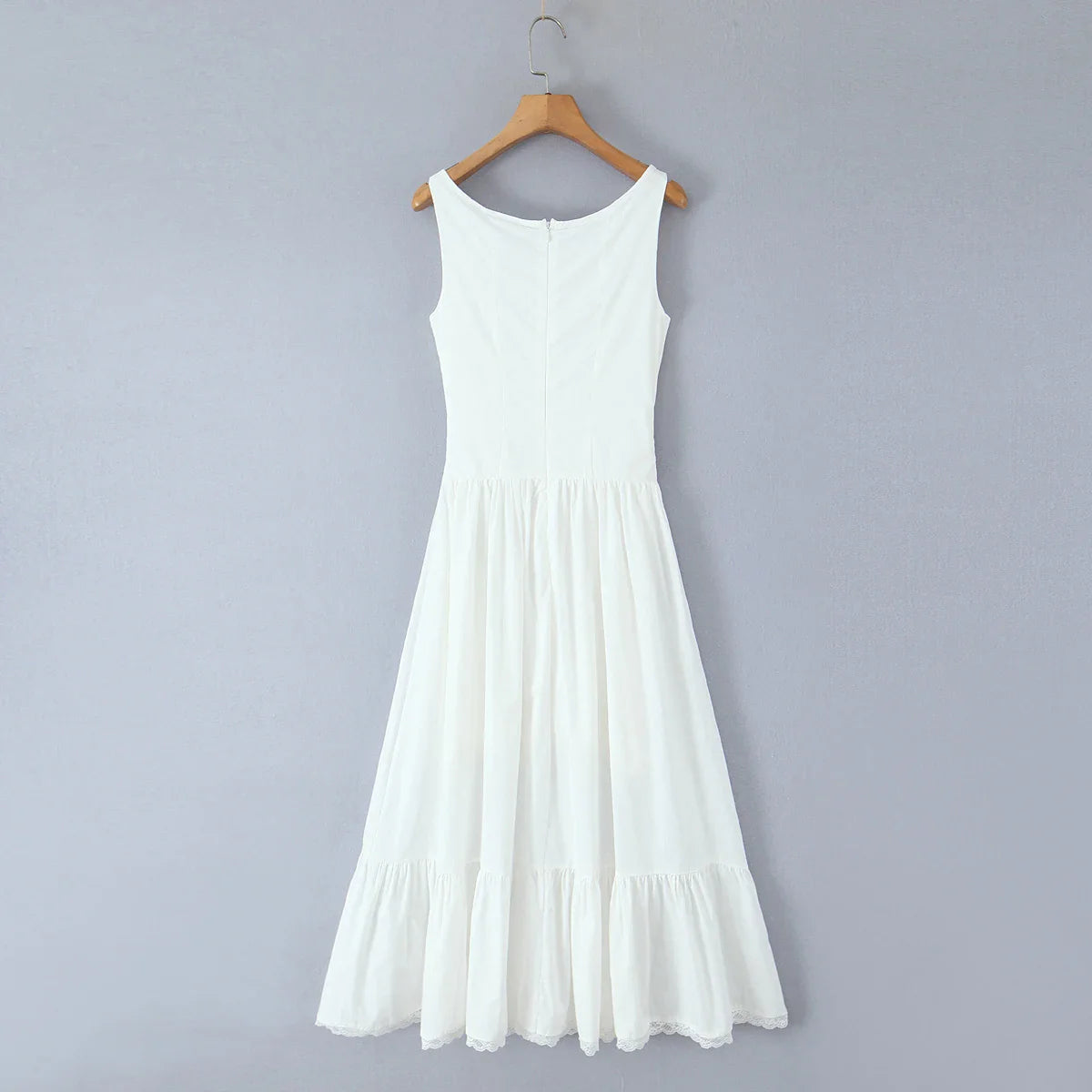 White Front Buttons Tank Maxi Dress - Fit & Flare Regular Fit