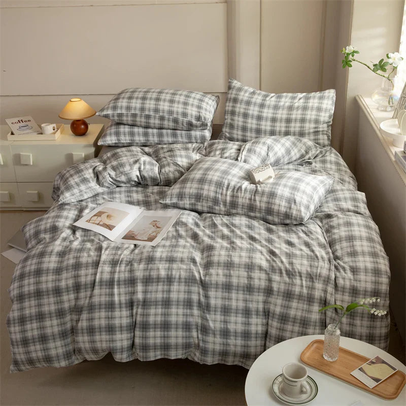 Plaid Style Duvet Cover 150x200 Quilt Cover Home Bedding Queen Size Comforter Cover housse de couette (Pillowcase Need Order)
