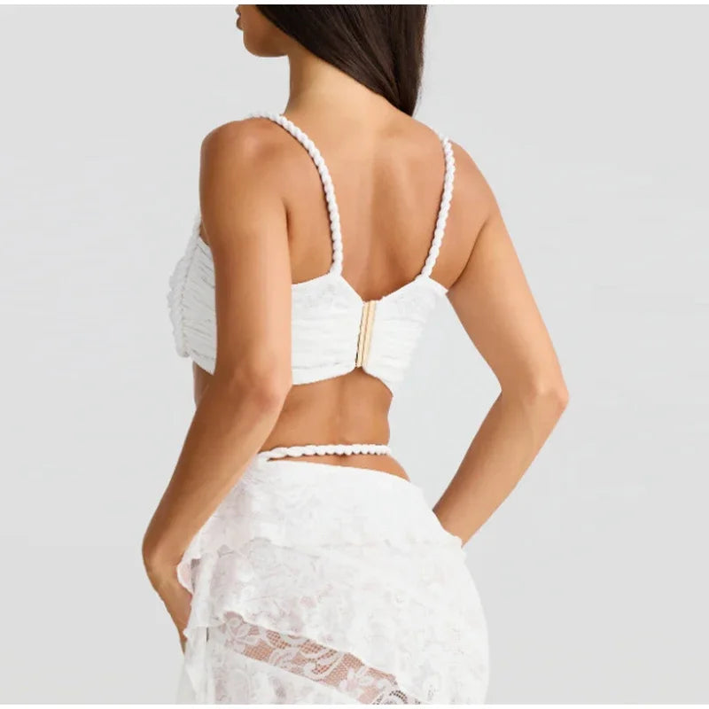 Knitted Twist Bralette And Maxi Skirt Set