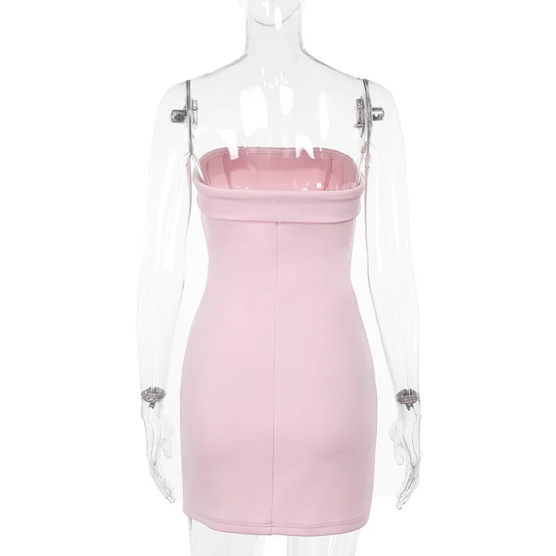 Strapless Pink Bodycon Suit Mini Dress