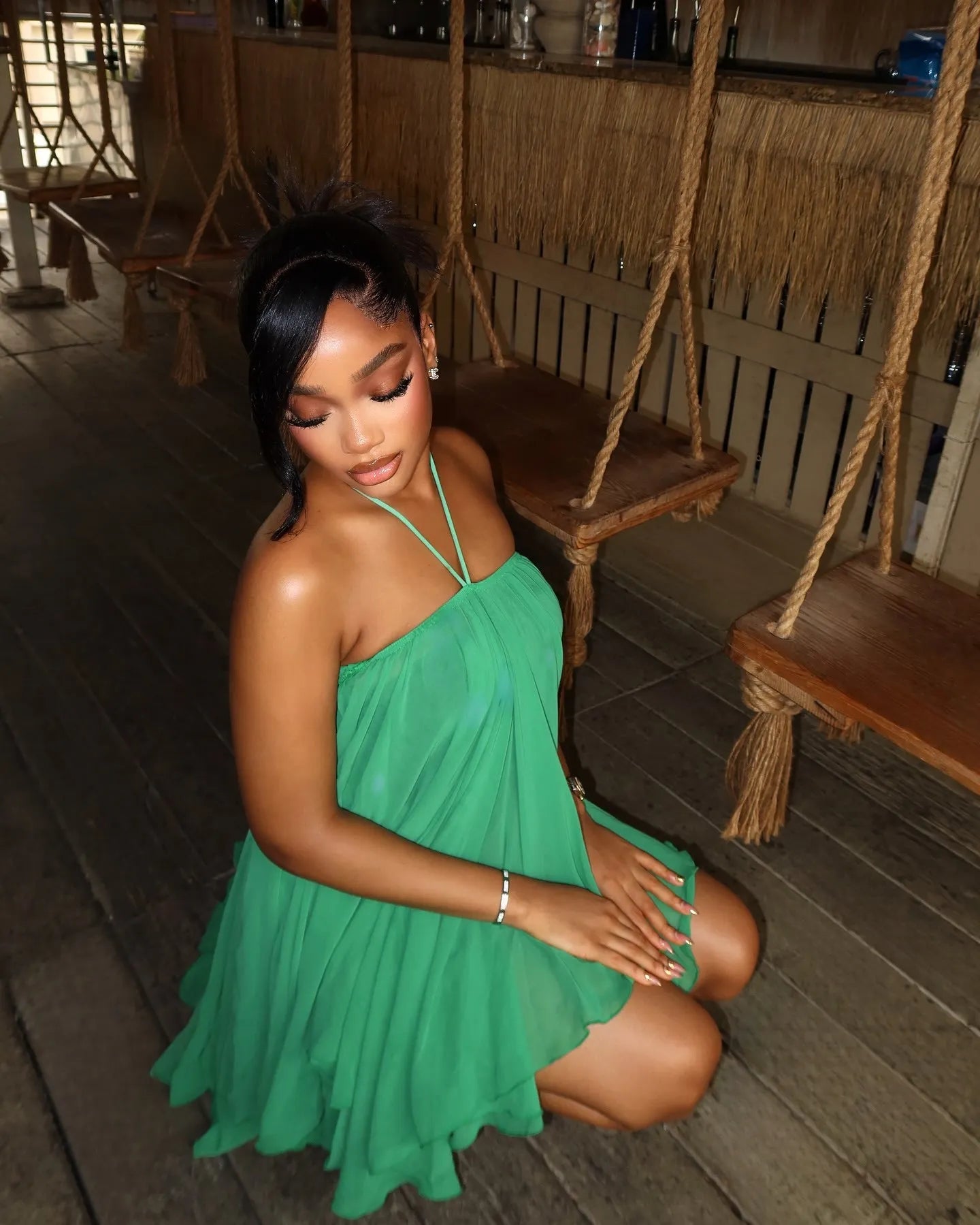 Frill O-Shaped Mini Dress