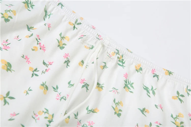 Floral Print Cami Top And Drawstring Pants Set