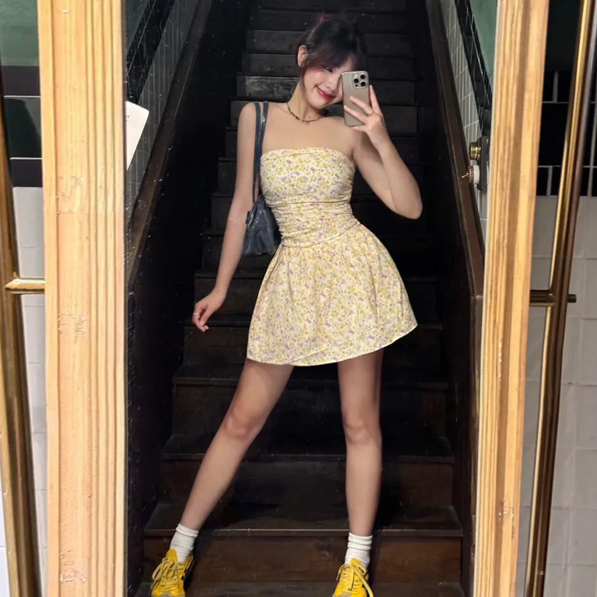 Floral Printed Tube Mini Dress