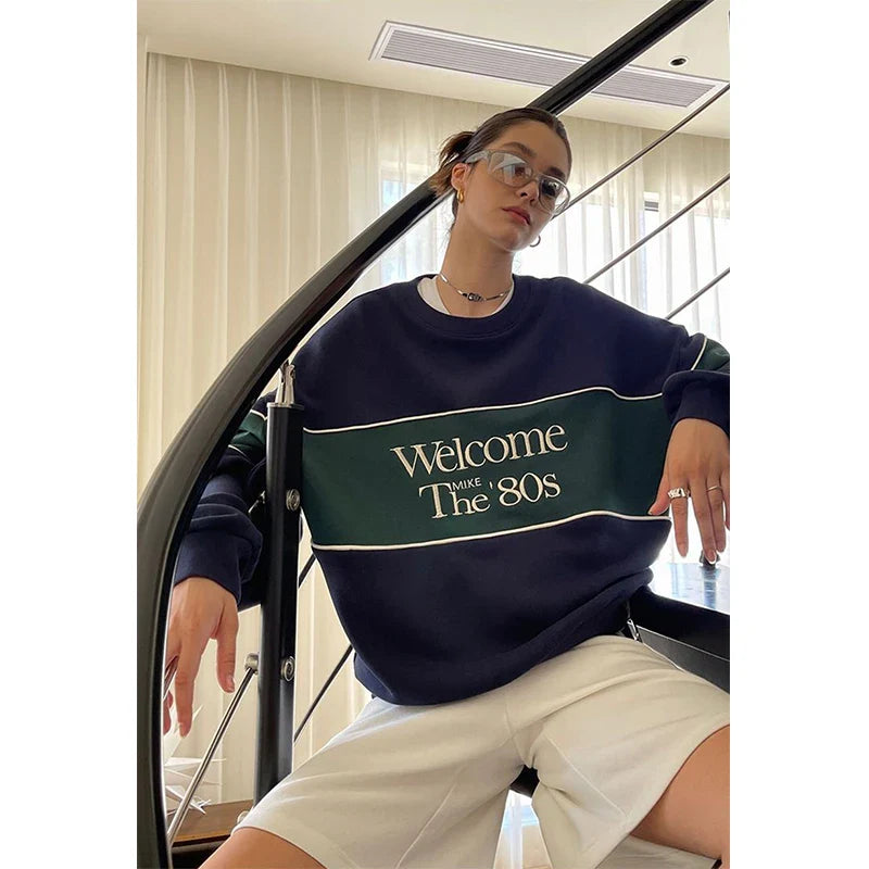 Blue Letter Print Sweatshirt