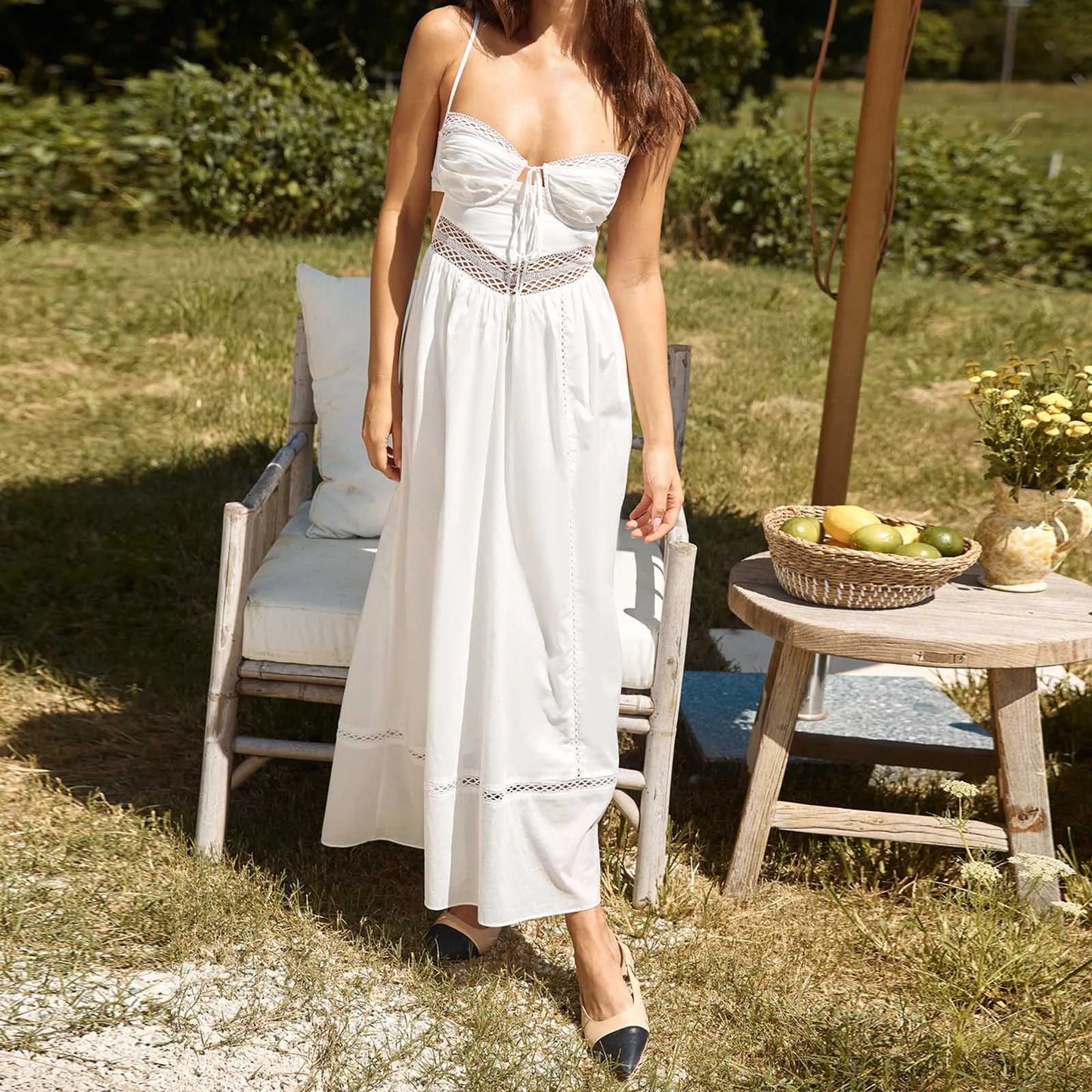 White Long Cami Dress