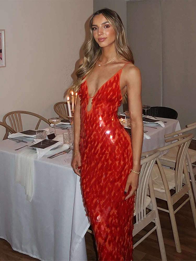 Sequined Slip Long Dress