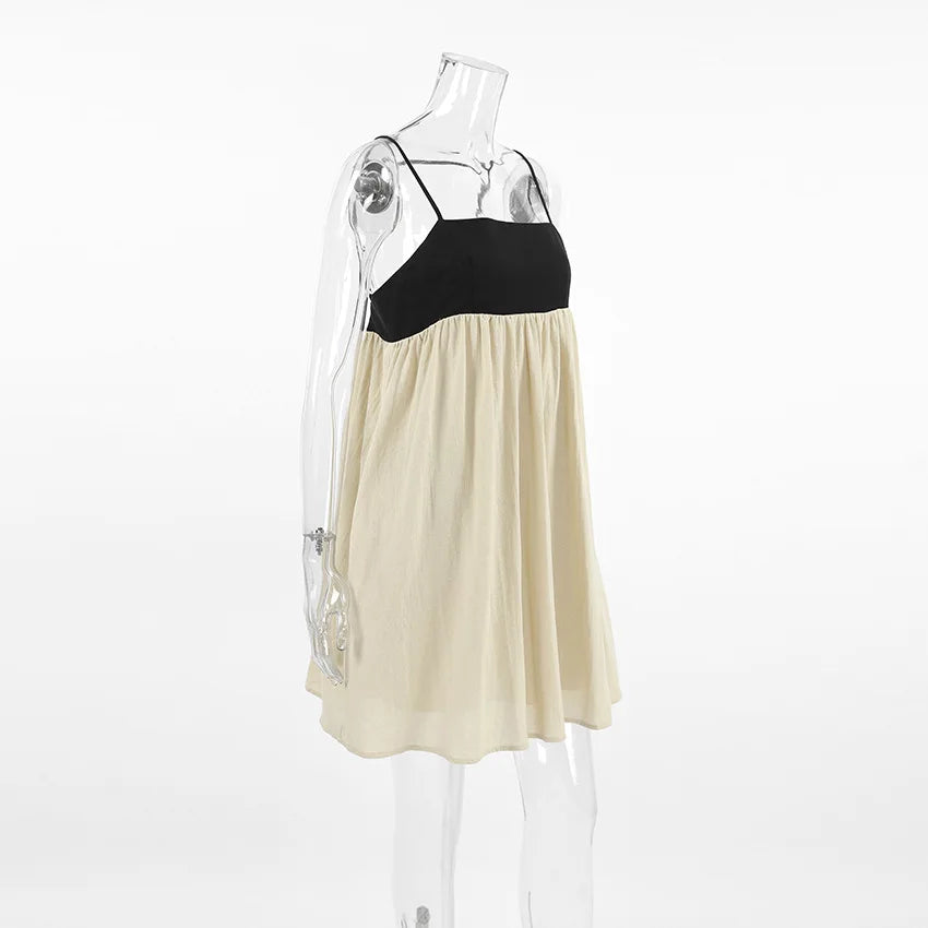 Contrast Strap Straight Mini Dress