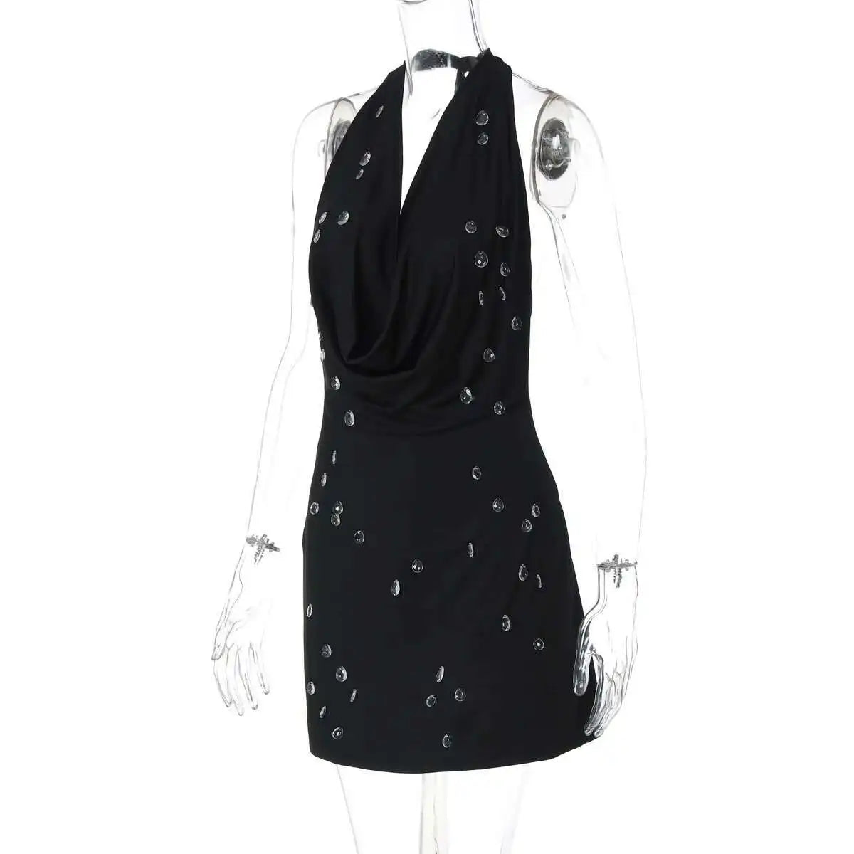 Crystal Beading Halter Mini Dress
