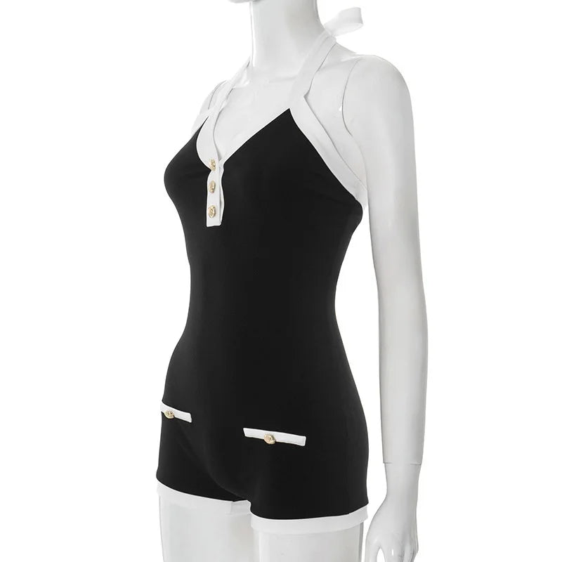 Two Tone Halter Knit Playsuit