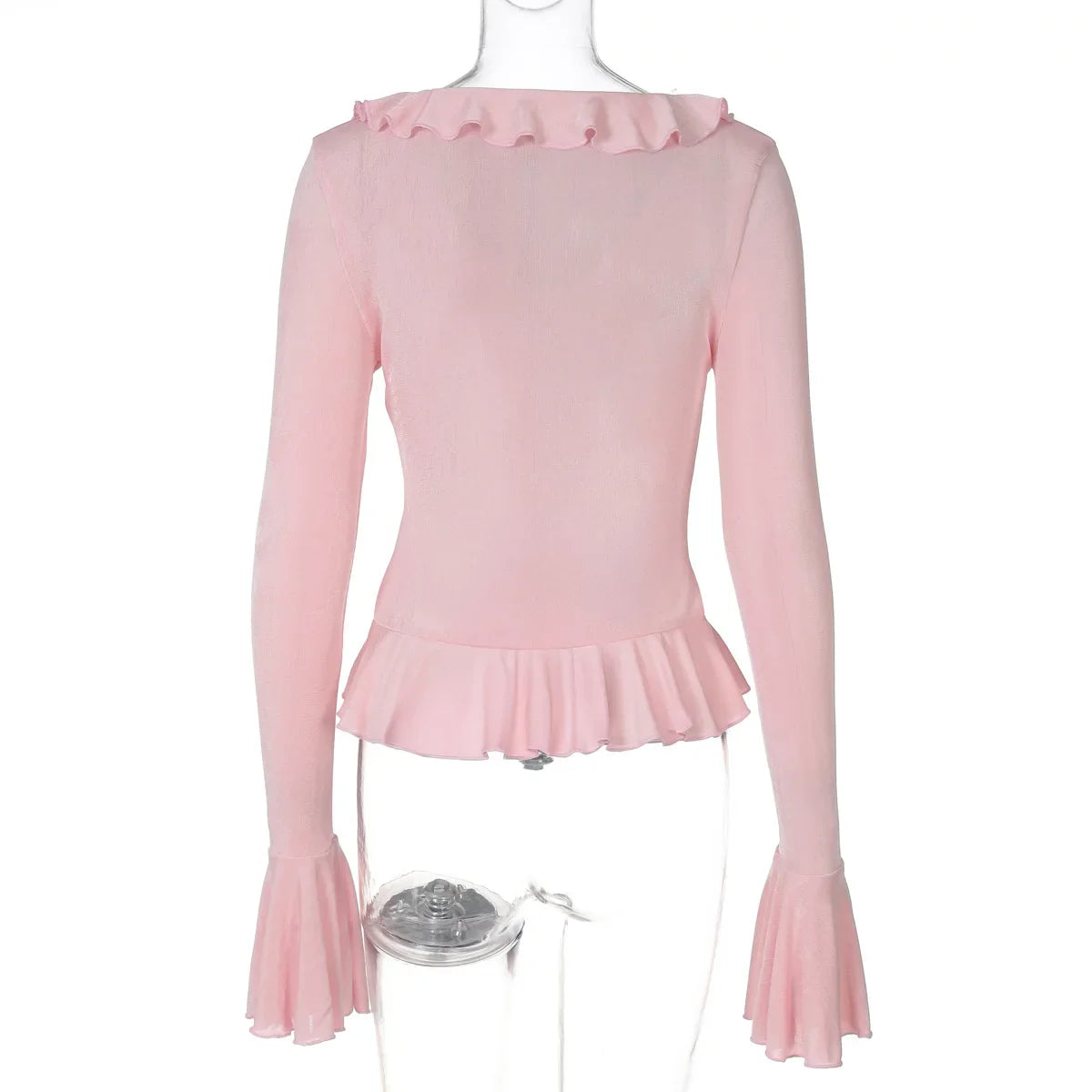 V-Neck Ruffled Long Sleeve Top