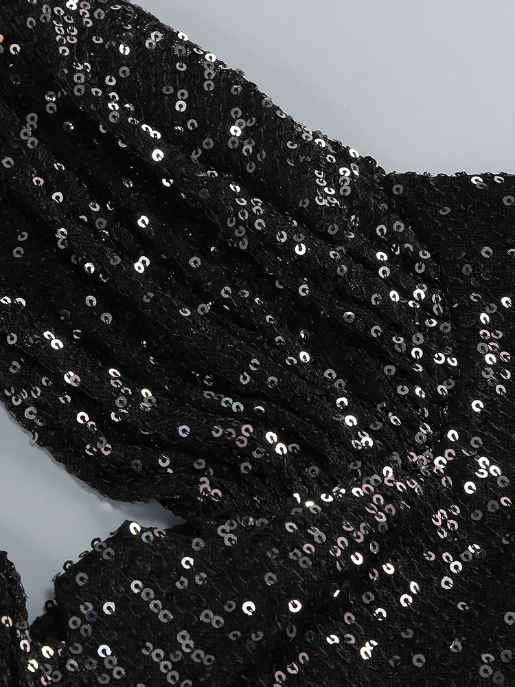 Sequin Halter Deep Neck Maxi Dress