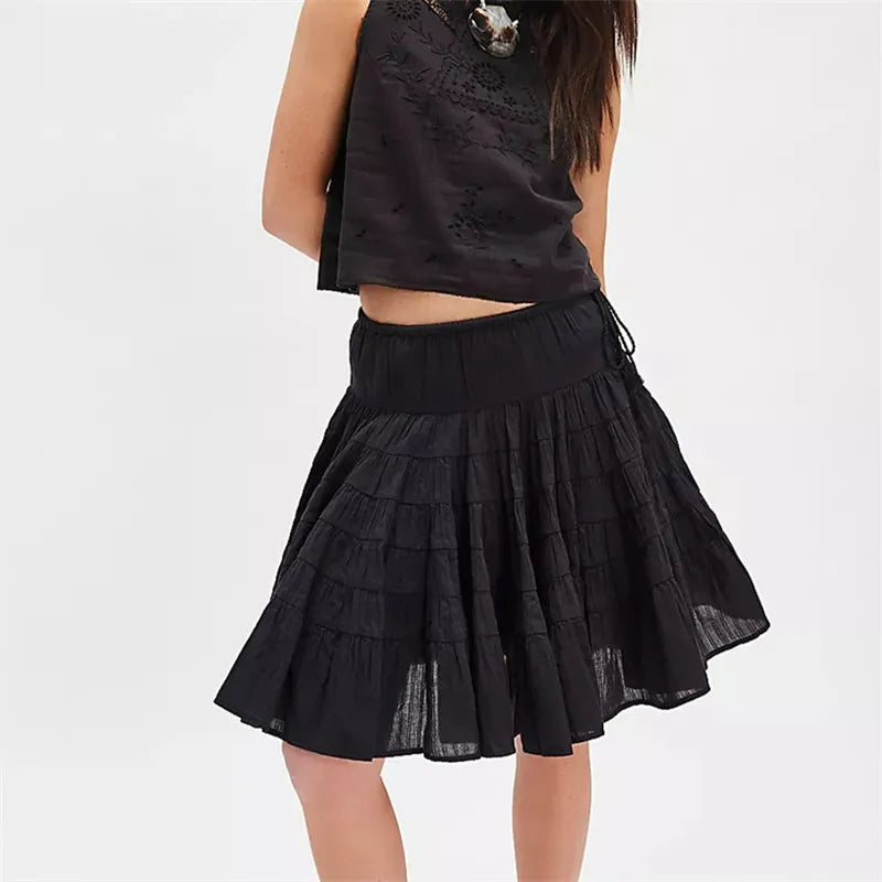 Ruffle Hem Knee Length Skirt