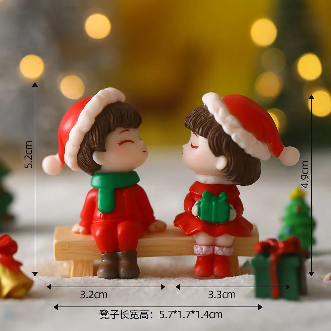 Miniature Christmas Tree Santa Claus Snowmen Gift Box Terrarium Accessories Fairy Garden Figurines Dollhouse Decor