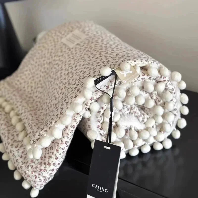 Fleece Blanket Light Luxury Ins Crepe Cotton Multi-functional Small Blanket Office Nap Blanket Shawl Cover Blanket