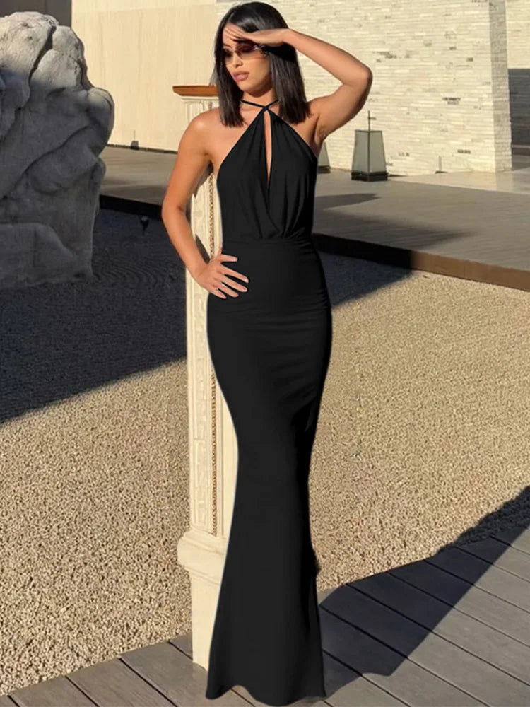 Halter Tie Up Maxi Dress