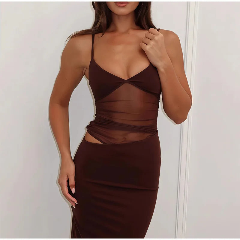 Mesh Strap Maxi Dress