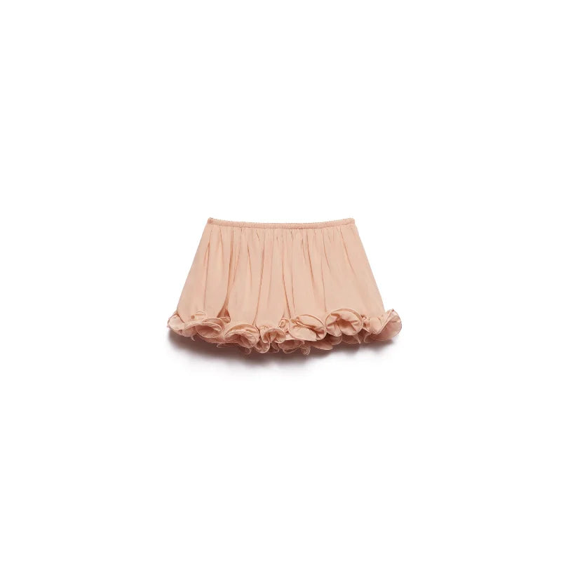 Pink Halter Ruffles Top And Mini Skirt Set