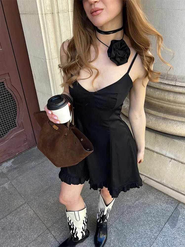 Ruffle Trim Cami Mini Dress