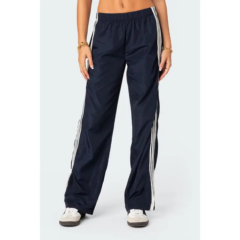 Wide Side Striped Low Waist Sweatpants