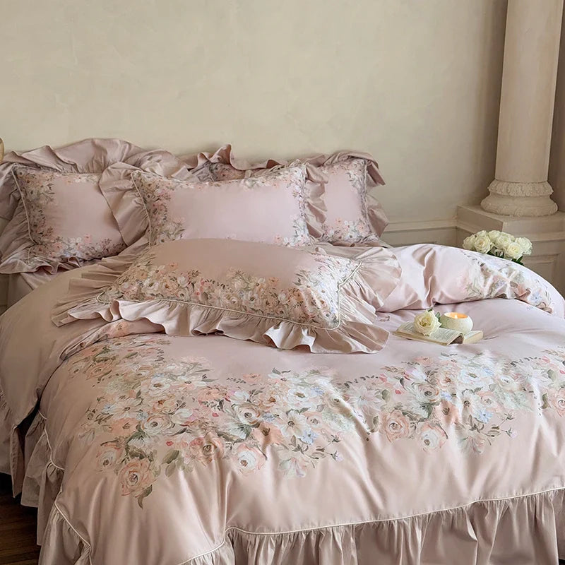 Floral Print Egyptian Cotton Bedding Sets Bed Linens Queen King Ru Size Underwear