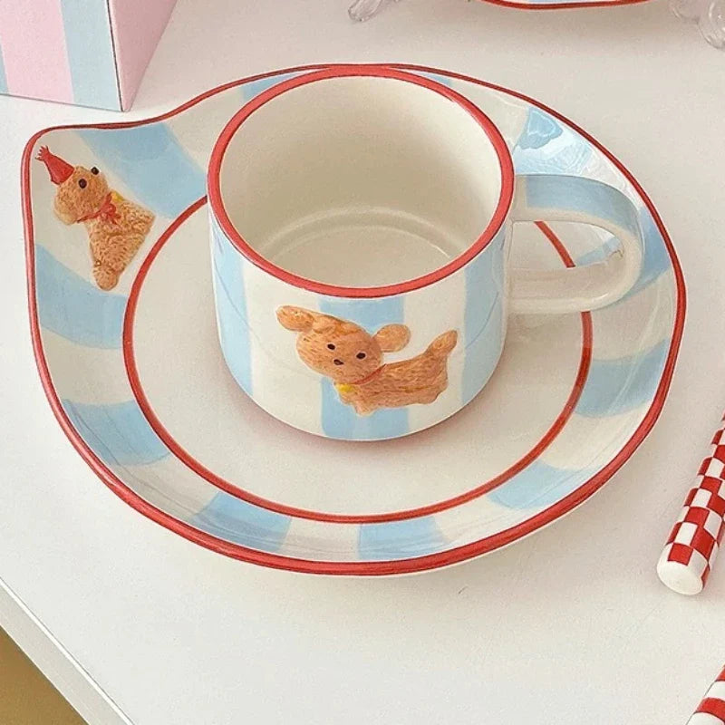 Mug Designer hand-painted birthday dog ceramic coffee mug set High appearance level cup Christmas gift birthday