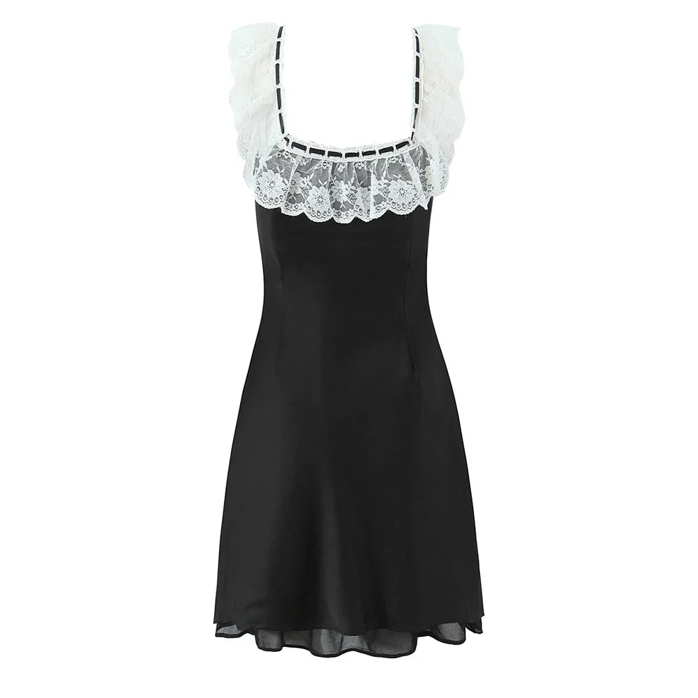 Ruffled Strap Satin Mini Dress