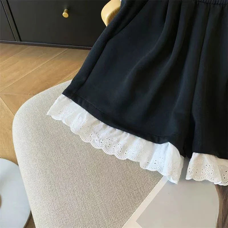 Lace Patchwork Sports Shorts