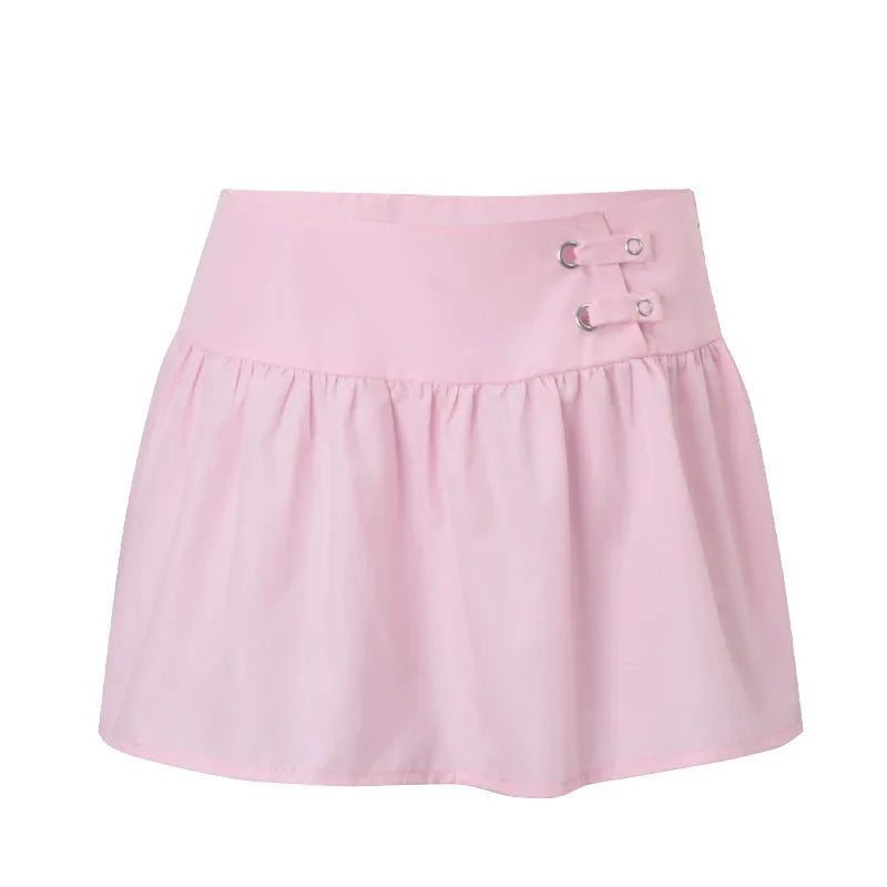 Polo Collar Short Sleeve Top And Mini Skirt Set