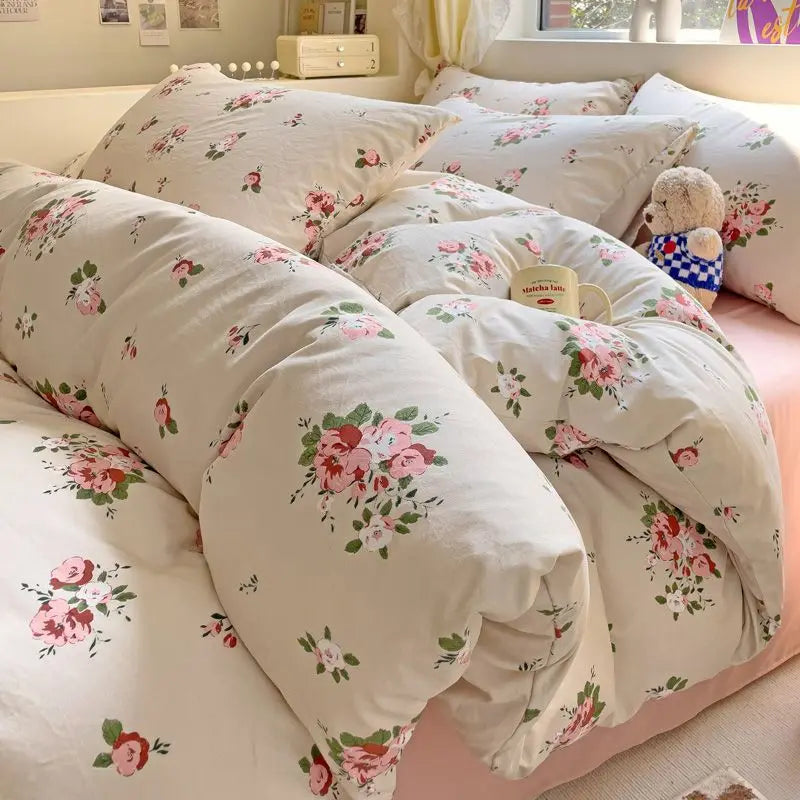 Ins Bedding Set Refreshing New Blue Wind CHIME  Four PIECE Set On Bed Washing Cotton Bed Sheet Bed Sheet Dormitory 3pcs