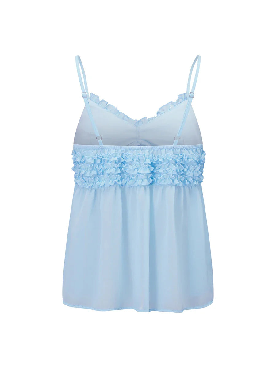 Mini Ruffle Mesh Tops Ruffles Cami Mesh Top – Ioaao