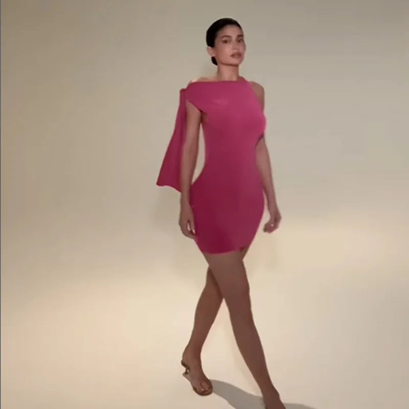 Sleeveless Tie Up Sleeve Mini Bodycon Dress