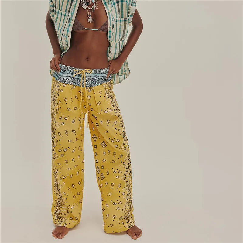 Floral High Waist Elastic  Palazzo Pants