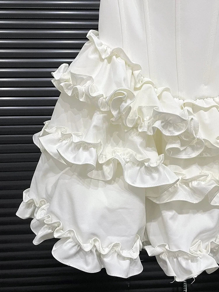 Strapless Multilayer Ruffles Mini Dress