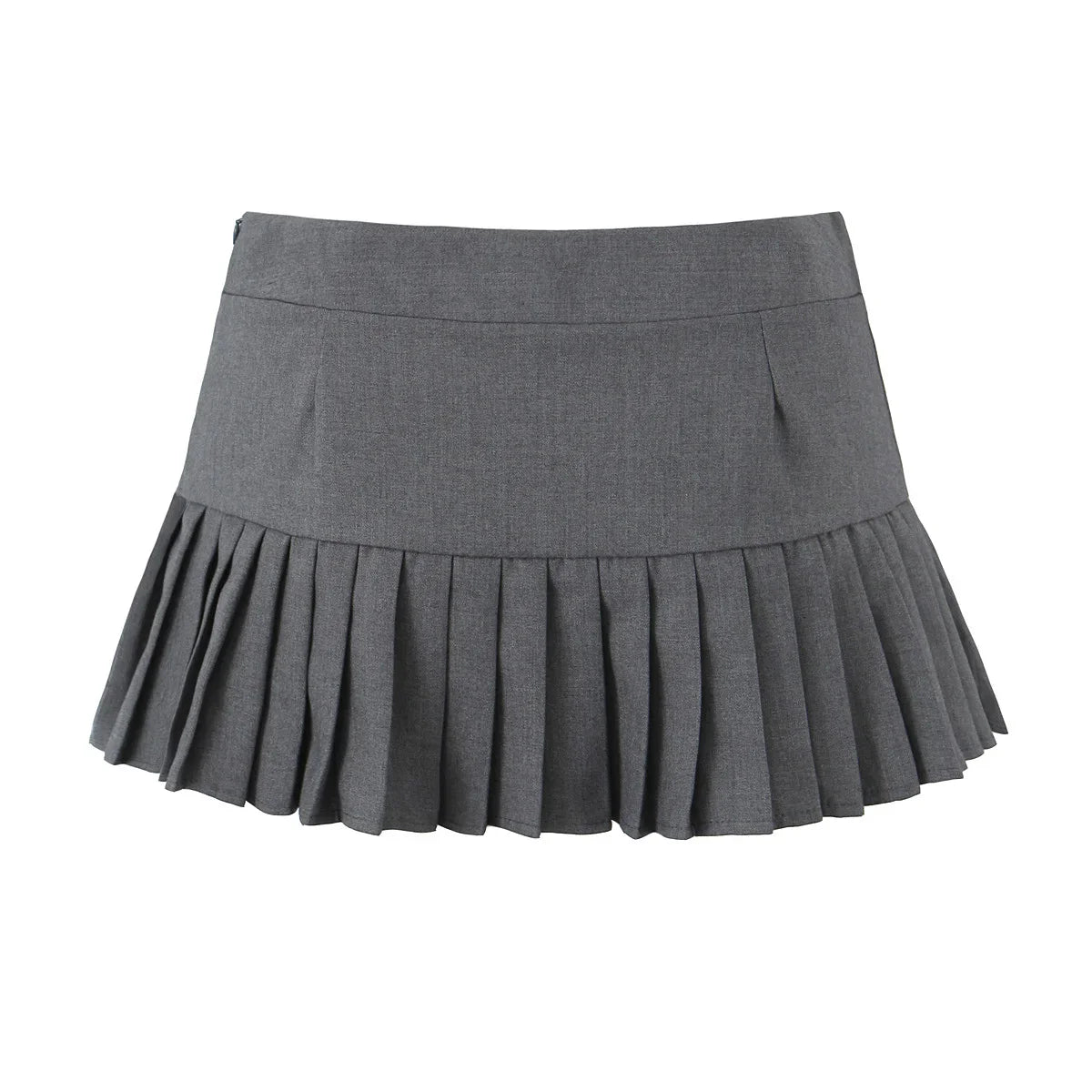 Solid Pleated Low Waist Short Skirt