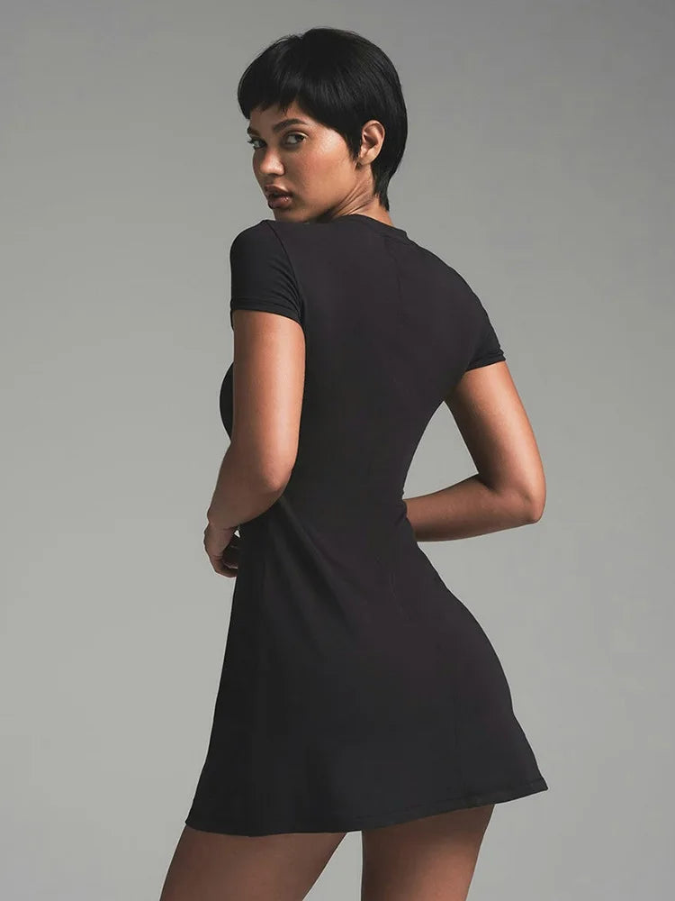 Heart Cut-Out Short Sleeve Mini Dress