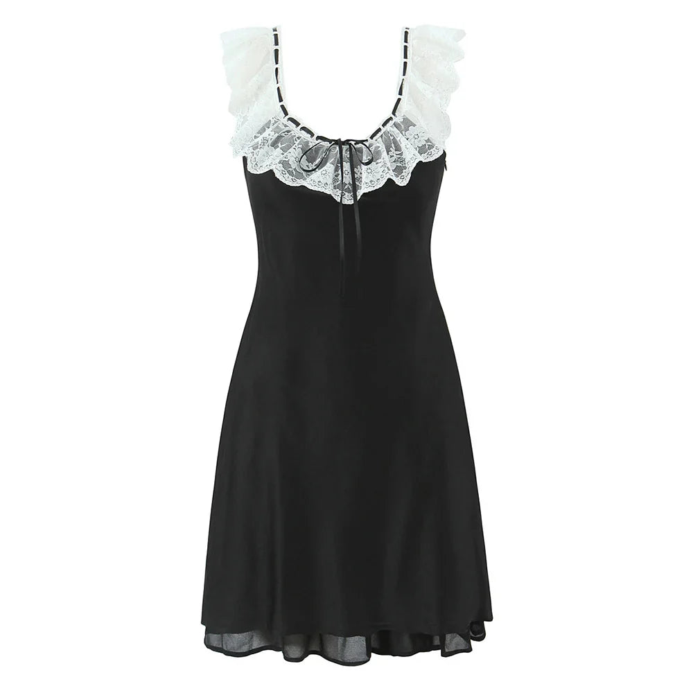 Ruffled Strap Satin Mini Dress