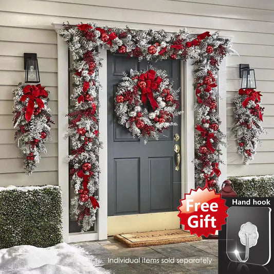 Christmas Wreath For Doors Flower Garland Rattan Set For Front Door Christmas Decorations Indoor Outdoor Christmas Ornament
